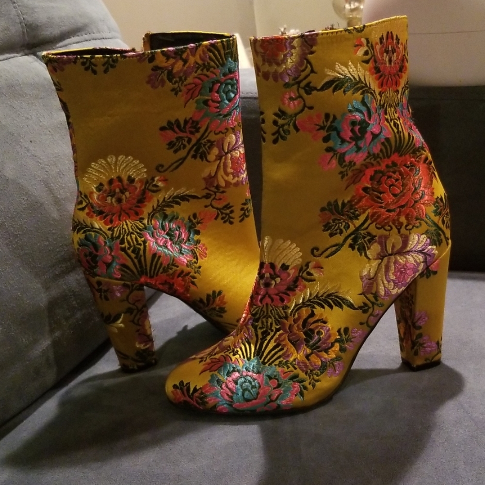 COPY - Yellow multicolored floral bootie